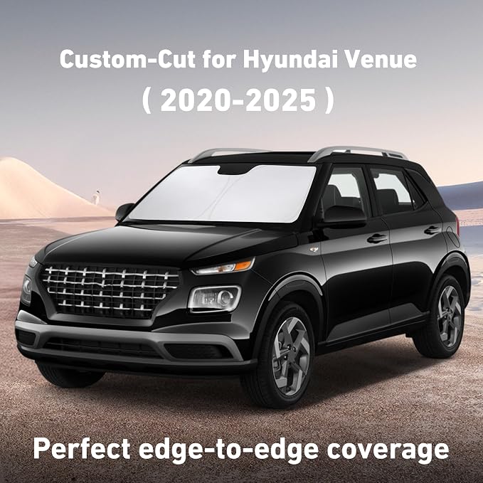 Windshield Sunshade Compatible for Hyundai Venue 2020-2023 2024 2025, Sun Visor for Front Windshield & Window Sun Shade Cover, UV Heat Blocker & Protector, Car Accessories