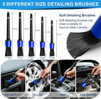 26PCS Car Detailing Kit, Car Detailing Brush Set, Car Cleaning Kit, Auto Detailing Tools for Interior Exterior Wheels, Professional Car Wash Accessories with Windshield Cleaning Tool and Storage Bag