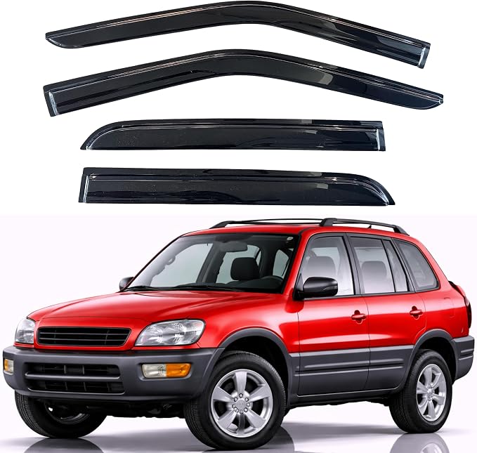 KPY Rain Guards Fit for 1996-2000 Toyota RAV4 (4-Door), Out-Channel Window Visors Vent Wind Deflectors 4PC, Car Accessories for 96-00 RAV4 (4-Door)