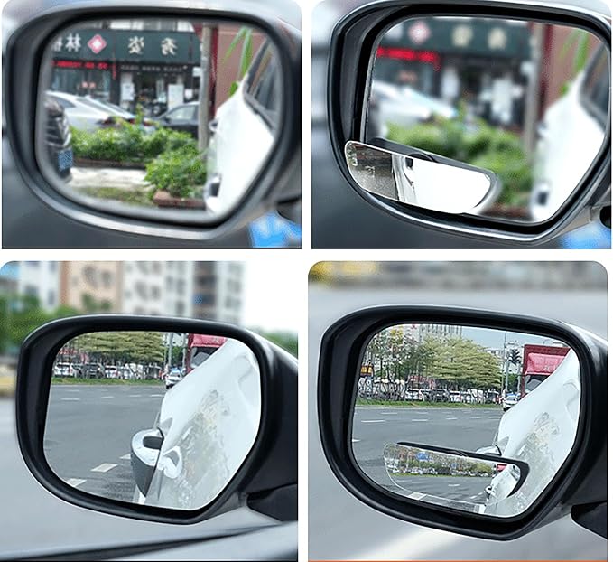 Blind Spot Mirrors, 2 Pcs Black 3.9 Inch x 1.18 inch Angle Adjustable Self-adhesive Reverse Blind Spot Small Mirror for Car and Motorcycle (2)