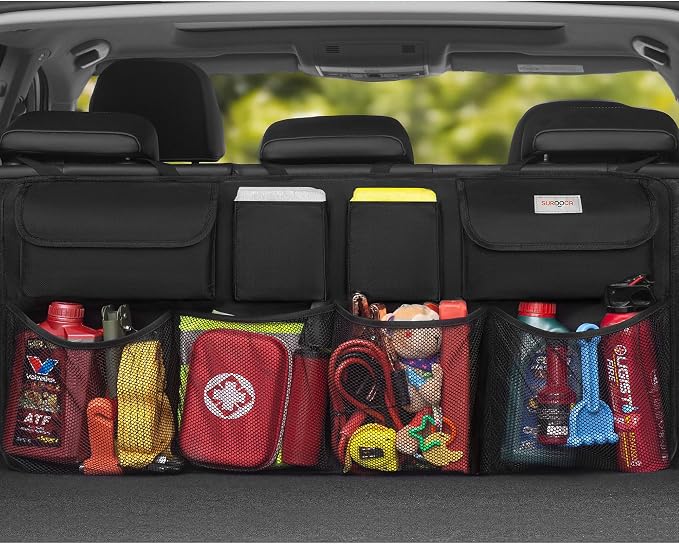 Car Trunk Organizer, LARGE CAPACITY Car Storage Bag with 8 Pockets, 7X Upgraded Trunk Storage Organizer for Car, SUV, Truck, MPV