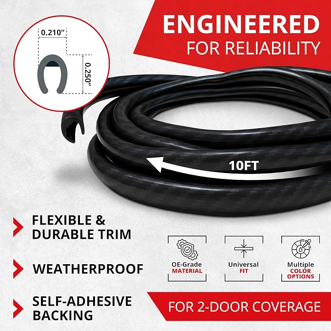 Car Door Edge Protector – Universal DIY Edge Trim to Prevent Scratches & Dings – Flexible Adhesive Molding Trim for Cars, Trucks & SUVs (10 Ft - Carbon Fiber) V2