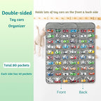 Hanging Organizers for Toy Car Double Sided 80 Pockets Display Case for Toy Cars (Without Toy Cars) (80 Slots Gray)