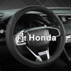 Customized Auto Car Steering Wheel Cover for Honda Accord Civic CR-V HR-V Pilot Fit Passport Odyssey 14.5-15inch(Black-Standard Size)