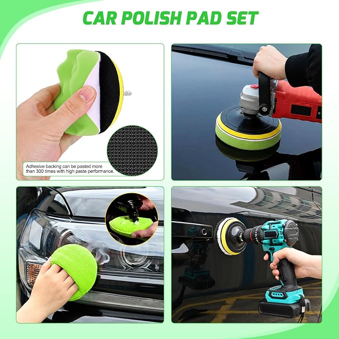 27PCS Car Detailing Kit Auto Cleaning Tools Wash Set with Storage Carry Bag Home Use for Interior Exterior Deep Clean Polish Car Care Windshield Dashboard Seat Air Vents Wheels Tires, Green