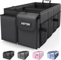Trunk Organizer - Car Organizer, Foldable Trunk organizer for SUVs & Sedans, Sturdy Car Organization for Car Accessories, Tools, Sundries, Black, 2 Compartments, 21.3"×12.6"×10.6"