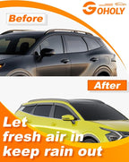 6-pcs Low-Profile Window Rain Guard for Kia Sportage 2023-2026 Rain Guards Side Window Visors Extra-Thick Vent Visor Window Deflectors Tape-on Vent Shades Car Accessories