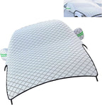 Car Half Car Cover Sunshade, Windshield Hood Front Window All-Season Protection Waterproof Dustproof Frostproof Car Cloth, Outdoor Foldable Protective Cover, Universal for Cars (Silver)