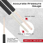 10 Pack Tire Pressure Gauge Black Heavy Duty Air Pressure Tire Gauge Dual Head Semi Truck Tire Pressure Gauge Range 10-150 PSI, Extended Tube Tire Gauge Suitable for Semi Truck, and Bus