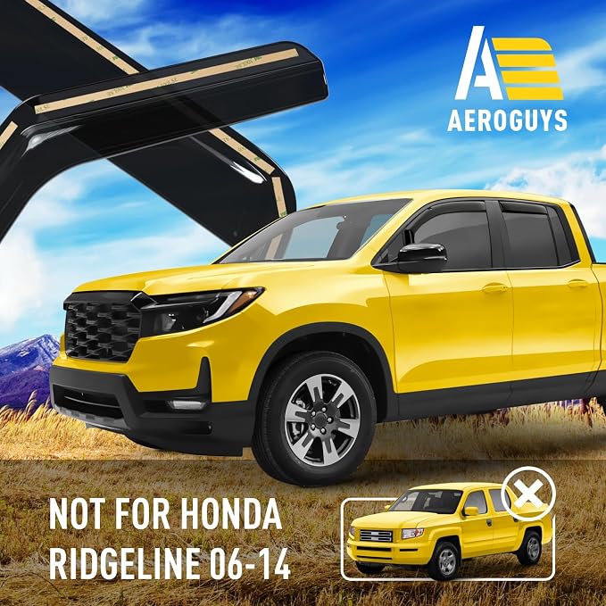 Extra Durable Window Deflectors in-Channel Window Visors Rain Guards Fit for Honda Ridgeline 2017-2026, Sun Visors, Wind Vent for Shades, Exterior Car Accessories - 4 pcs. AG0856