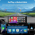 Carpuride W103 Pro with Wireless Bluetooth Transmission Portable Carplay & Android Auto Car Stereo, 10.3 inch 1080P Touch Screen, Mirror Link/GPS/Siri/FM, with 3 Bracket，Dual BT
