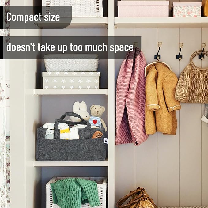 Mr. Pen- Baby Diaper Caddy Organizer, Charcoal Gray | Nursery Storage Bin and Car Organizer for Diapers and Baby Wipes