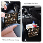 Car Trash Can Organizer Bin with Adjustable Strap for Back Front Seat Console Waterproof Leakproof Collapsible Portable 11 Inch Brown Gnomes Coffee Beans Cups