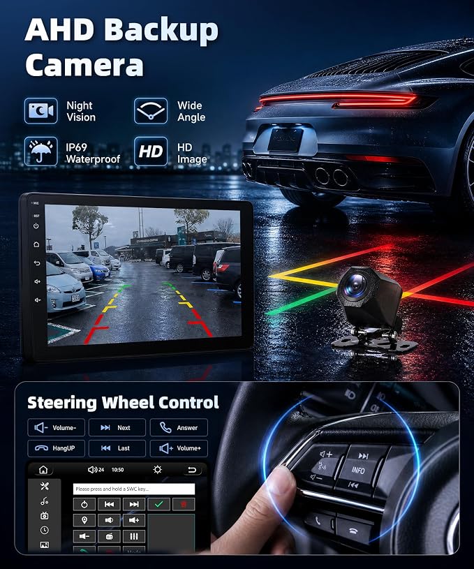 9 Inch Car Stereo for Toyota Yaris Vios 2007-2013, Wireless CarPlay Android Auto MP5 Player with IPS Touchscreen Bluetooth FM/RDS DSP Vi-Link You-Tube Mirror Link, Backup Camera SWC