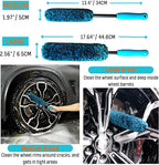 PRO Choice 4 Pack Long Handle Wheel Brush Kit for Cleaning Wheel and Tire- 2X Soft Wheel Cleaning Brush, Detailing Brush and Stiff Tire Brush