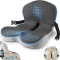 Truck Seat Cushion, Memory Foam Trucker Seat Cushion for Truck Driver Long Sitting with Adjustable Strap, Back Support and Pain Relief for Trucker Driving Car Office Chair and Pain