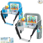 Kids Travel Tray for Boys or Girls, Travel Tray for Kids Car Seat with Tablet Holder, Dry Erase Board & Cooler Cup Holder, Road Trip Essentials Accessories for Car Trip, Airplane (2 Pack)