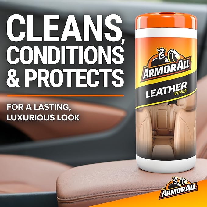 Interior Cleaner Car Leather Wipes by, For Cleaning Cars, Trucks and Motorcycles, 20 Count