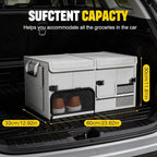 Foldable Car Trunk Organizer with Multi-Compartment – Expandable 30-60L Storage Bin, Side Mesh Pockets, Waterproof 600D Oxford Cloth, Car Accessories for SUV/Truck/Sedan, Grey, 23.6"x13.0"x11.8"