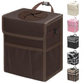 Car Trash Can with Lid, Leakproof Car Trash Bag Hanging Waterproof Automotive Garbage Can with Storage Pockets Mini Vehicle Trash Bin for Back/Front Seat(Brown,2.5 Gallon)