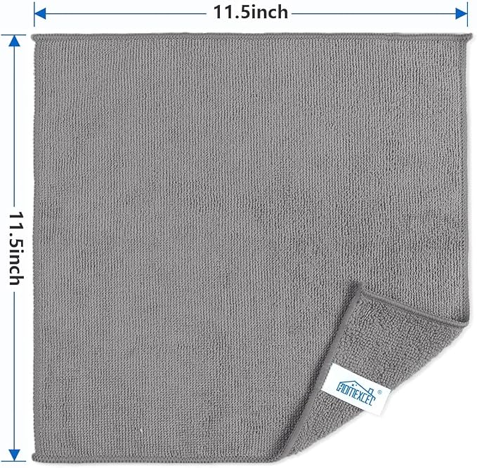 Grey Cleaning Rags 5 Pack, Highly Absorbent Microfiber Cleaning Cloth for Kitchen, Lint Free, Scratch-Free, Reusable Microfiber Towels for House, Window and Glass, Cars, 11.5 X11.5 inch