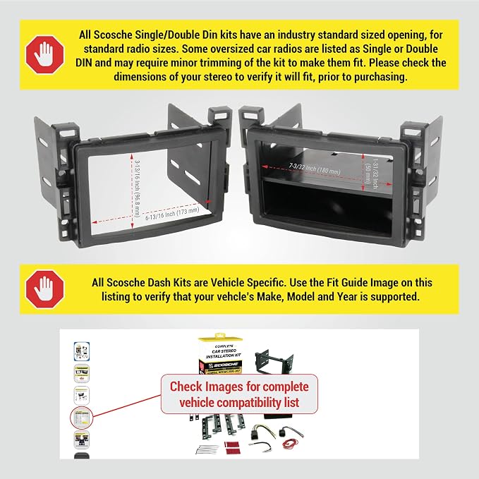 ICGM10BN Complete Double/Single DIN Stereo Installation Kit for Select Non-Amplified 2006-17 General Motors Vehicles - No Steering Wheel Remote - See Fit Guide in Images to Verify Your Vehicle