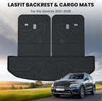 Cargo Mat & Backrest Mats for Kia Sorento 2026 2025 2024 2023 2022 2021, All Weather TPE Custom Fit Cargo Liners Trunk Mat & SeatBack Mats Accessories for Kia Sorento 2021-2026, Black