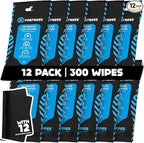Car Interior Wipes with Microfiber Cloth (25 ct, Pack of 12) for Car Interior Cleaning, Dashboard, Seats, Detailing, and Steering Wheel [Travel Size] Skin-Safe Car Interior Cleaner Supplies