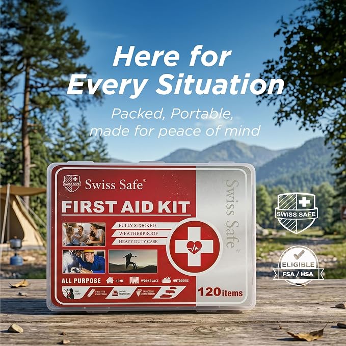 Mini First Aid Kit – 120 Pcs Compact Hard Shell Medical Kit for Home, Car, Travel, Camping, Hiking, Sports, Office & Outdoor Emergencies, Small Hardcase FAK