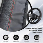 Leather Car Steering Wheel Cover, 15 Inch Anti-Slip Carbon Fiber Black Steering Wheel Cover, Universal Car Interior Accessories for Trucks Sedans SUVs (Black)
