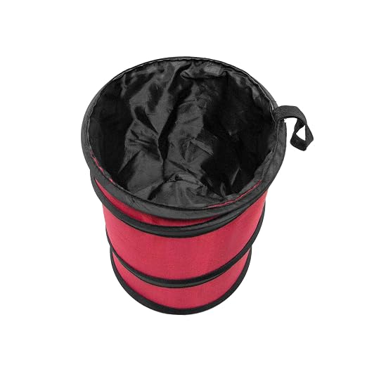 Automotive Waterproof Portable Collapsible Small Trash Can Garbage Container fits Most Cars,Waterproof,Polyethylene, SUVs, and Trucks Red