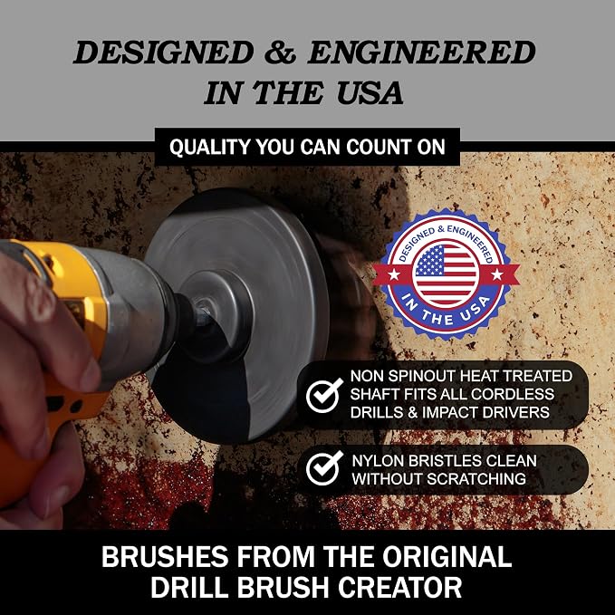 Cleaning Accessories Industrial Brushes - Baked on Food, Electric Smoker, Attachments for Stain and Rust Remover - BBQ Cleaning Kit Water Calcium Mineral | Electric Grill Brush for Drill