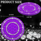 2PCS Bling Crystal Rhinestone Cup Holder Coaster, 2.75 inch Soft Silicone Anti-Slip Shockproof, Car Cup Holder Insert Coasters, Universal Car Interior Accessories for Women (Purple & White)