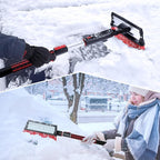 Car Snow Brush with Ice Scraper and Squeegee 3 in 1, 39" Extendable Cleaning Kit Long Handle, Windshield Snow Removal Tool Scratch Free for SUV Truck RV Window Roof Exterior Wash Supplies, Red