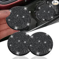 2pcs Bling Car Cup Holder Coaster, 2.75 inch Anti-Slip Shockproof Universal Fashion Car Coasters Insert Bling Crystal Rhinestone Automotive Interior Accessories for Women (2 pcs, Black)