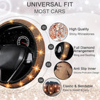 27 PCs Orange Bling Car Accessories Set for Women, Steering Wheel Covers Universal Fit 15 Inch, Bling License Plate Frame, Bling Phone Holder, Bling Car Coasters (Orange Diamond)