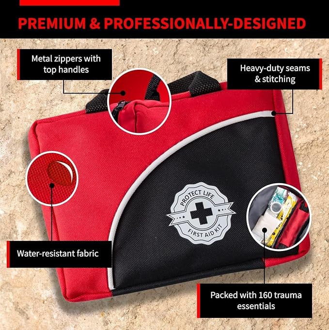 Survival First Aid Kit for Home/Business, Camping Survival Kits | Mini Travel First Aid Kit | Camping Equipment | Small Kits for Car | Outdoor Emergency Survivals Pack - 160pcs