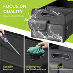 Trunk Organizer for Car, Car Organizer, 8 Mesh Pockets Trunk Organizer for SUV, Non-Slip Bottom, Storage Organizer for Sedans, Van, Jeep, Grocery, 2 Compartments, Black 22"x13"x11"