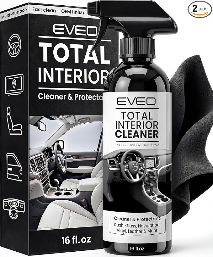Total Car Interior Cleaner Kit - Interior Car Cleaner, Car Seat Cleaner & Car Cleaning Supplies - Car Screen Cleaner, Interior Car Cleaning kit for Leather, Vinyl, Glass & Plastic & More - 16oz