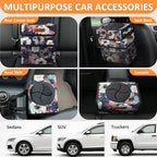 Car Trash Can for Car Cute, Trash Bag Bin Hanging Waterproof Automotive Garbage Cans Leak Proof Vehicle Trash Can Painting Floral