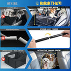 Dog Car Seat for Large Medium Dogs | Waterproof Dog Seat Cover for Back Seat with Hard Bottom | Alloy Twist-Lock Rods | 3 Mesh Windows | Removable Fleece Mat | Cars, SUVs, Trucks (Grey)