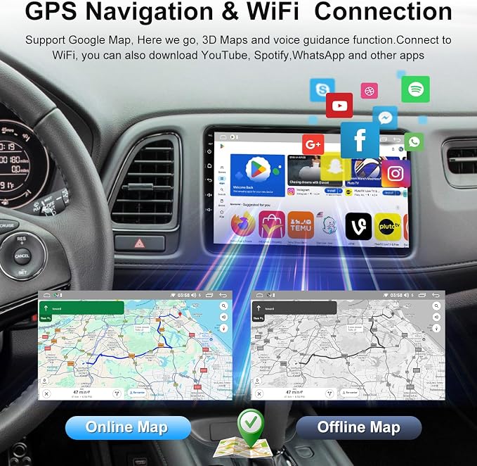 4G+64G Double Din Car Stereo Radio for Chevrolet Silverado GMC Sierra 2007-2018,for Chevrolet Tahoe 2007-2014 8" IPS Touchscreen Head Unit with CarPlay/Android Auto,GPS,FM,AUX-in,AHD Backup Camera