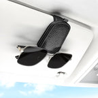 Sunglasses Holder for Car, Leather Magnetic Buckle Sun Visor Sunglass Clip, Ticket Card Storage Glasses Clip, Car Interior Accessories for Men and Women（Black）