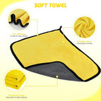 15PCS Car Detailing Kit Auto Cleaning Tools Wash Set with Storage Carry Bag Beginners Easy to Use for Interior Exterior Car Care Clean Windshield Dashboard Seat Air Vents Wheels Tires, Yellow