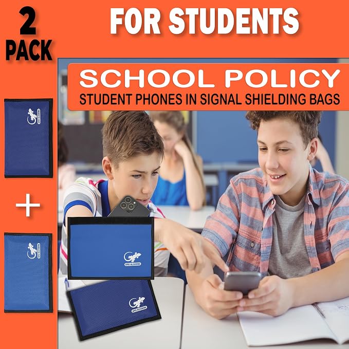 Faraday Bag for Phones & Key Fobs – RFID Shielding Privacy Pouch for Electronic Device Storage, Faraday Sleeve for Personal Data Protection (2 PACK - BLUES)