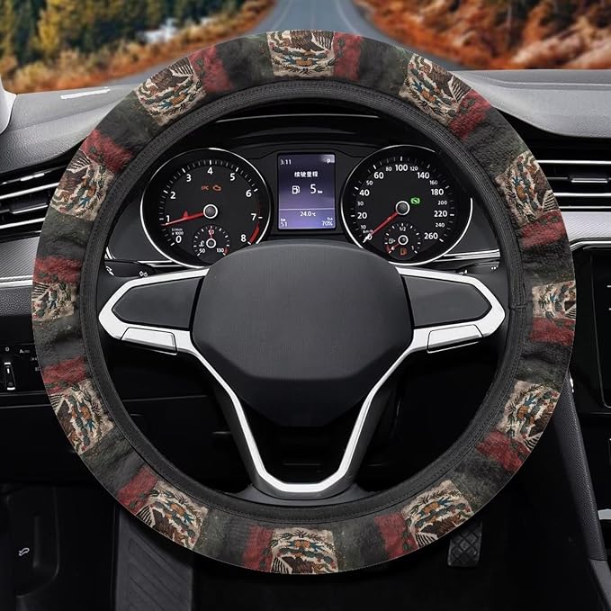 Mexican Flag Steering Wheel Protection Stretch-on Easy Install | Women Men Car Interior Accessories, Universal 15 Inch Fit Auto, Suvs, Truck