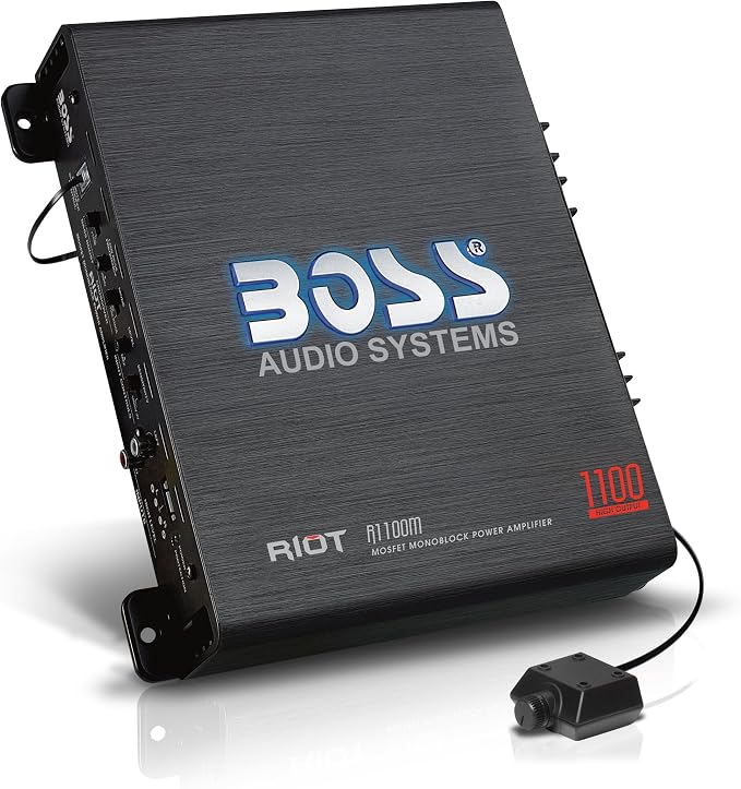 R1100M Monoblock Car Amplifier - 1100 High Output, 2-8 Ohm Stable, Low/High Level Inputs, Low Pass Crossover, MOSFET Power Supply