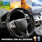 3PCS Carbon Fiber Steering Wheel Cover-Segmented Clip-On Design Anti-Slip & Scratch Resistant Universal Fit 14.5"-16" for Cars/Truck/SUV Great Gift for Men & Women