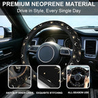 Sun Moon Steering Wheel Cover for Women Girly,Stars and Clouds 15 Inch Non-Slip Breathable Neoprene Steering Wheel Cover Fit Auto,SUVs,Includes 2 PCS Cup Coasters