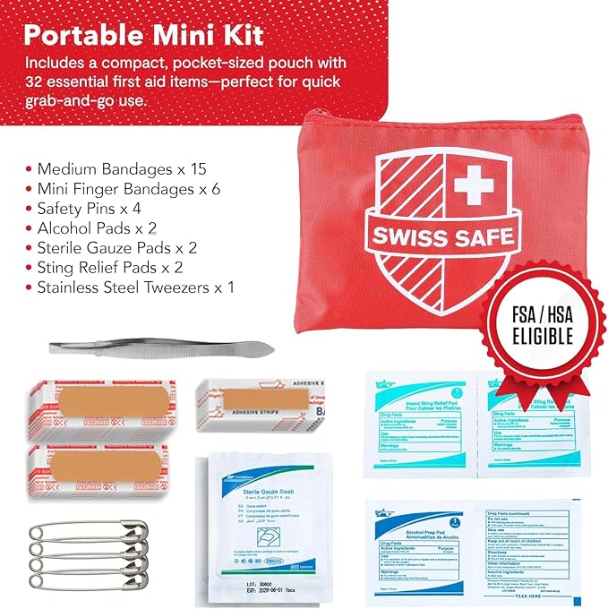 2-in-1 First Aid Kit for Car, Travel, Home, & Business – Includes Bonus Mini Kit for Medical Emergencies, Camping & Outdoor Survival – 348 Pieces, Large Hardcase, Pack of 2
